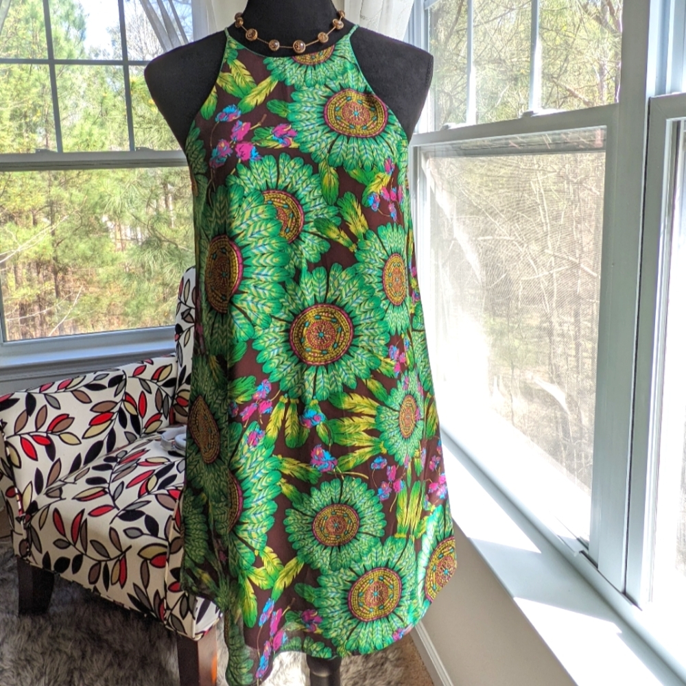 GREEN TRAPEZE DRESS size S